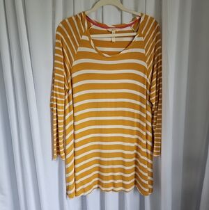 3 For $13.00! Matilda Jane Mustard and White Striped Scoop Neck Tunic-Size Large